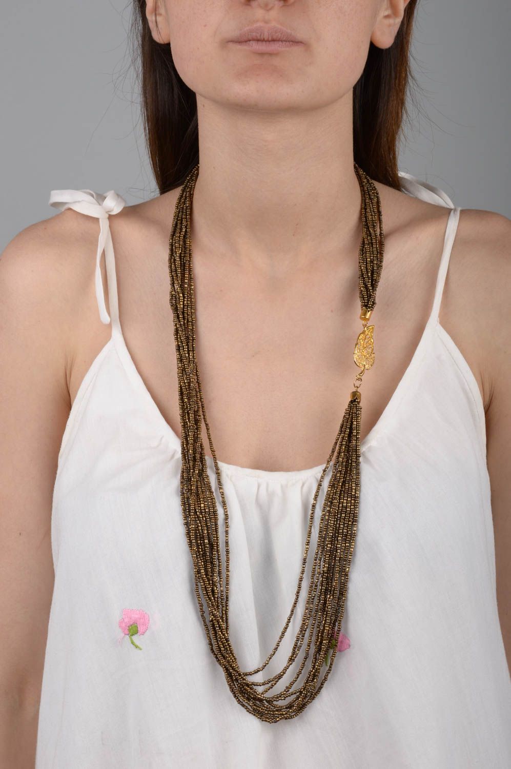 Collar artesanal de abalorios accesorio para mujer adorno para el cuello foto 5