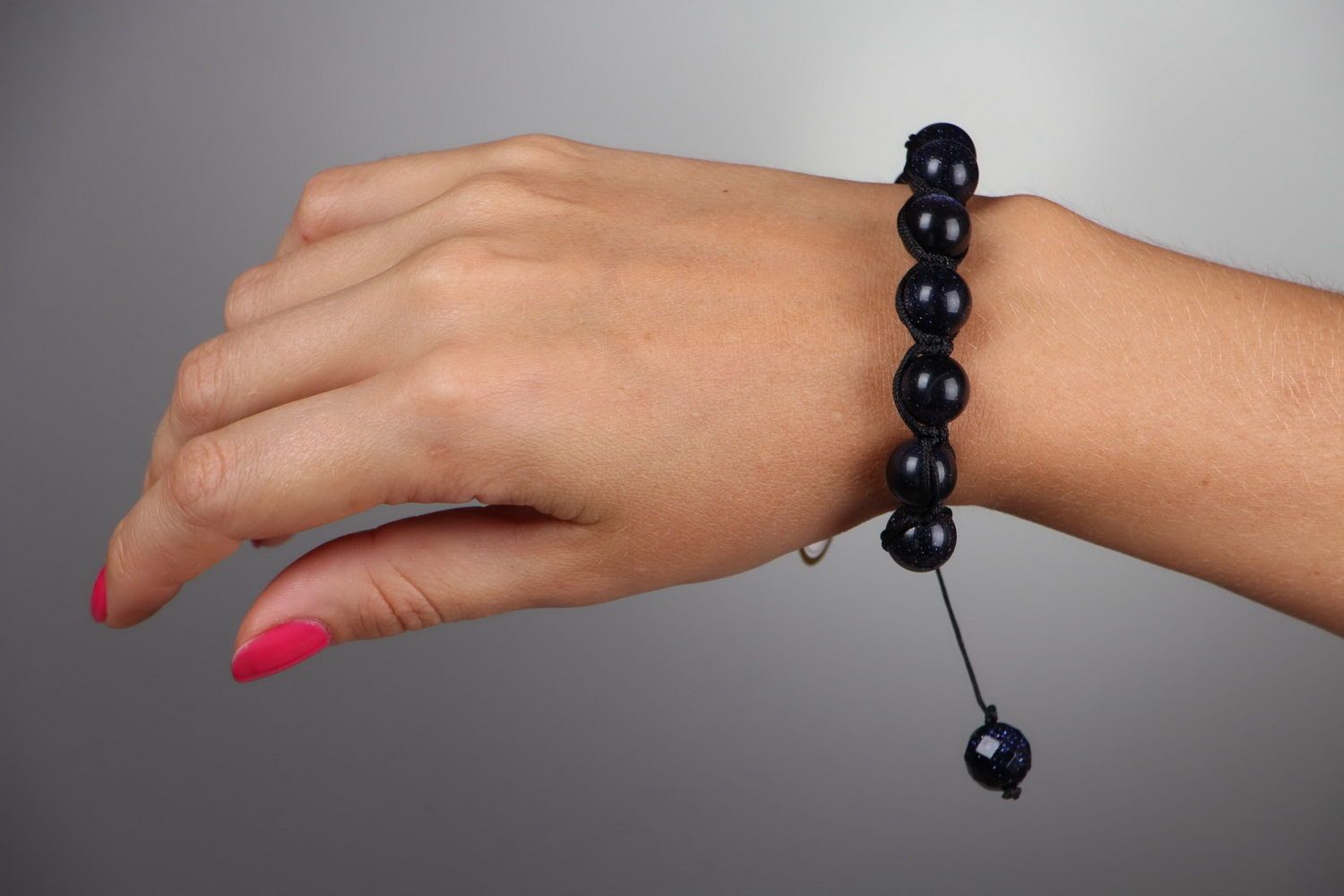 Bracelet en aventurine Bijou fait main bleu foncé à serrer Cadeau pour femme photo 5