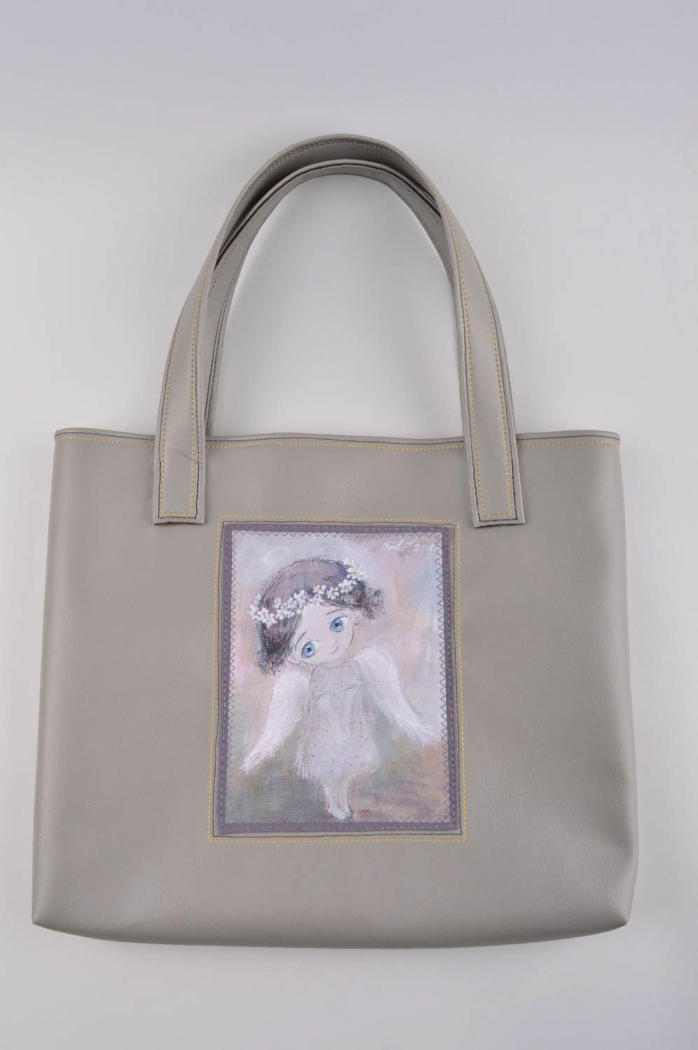Кожаная сумка большая женская сумка ручной работы модная сумка с рисунком фото 1