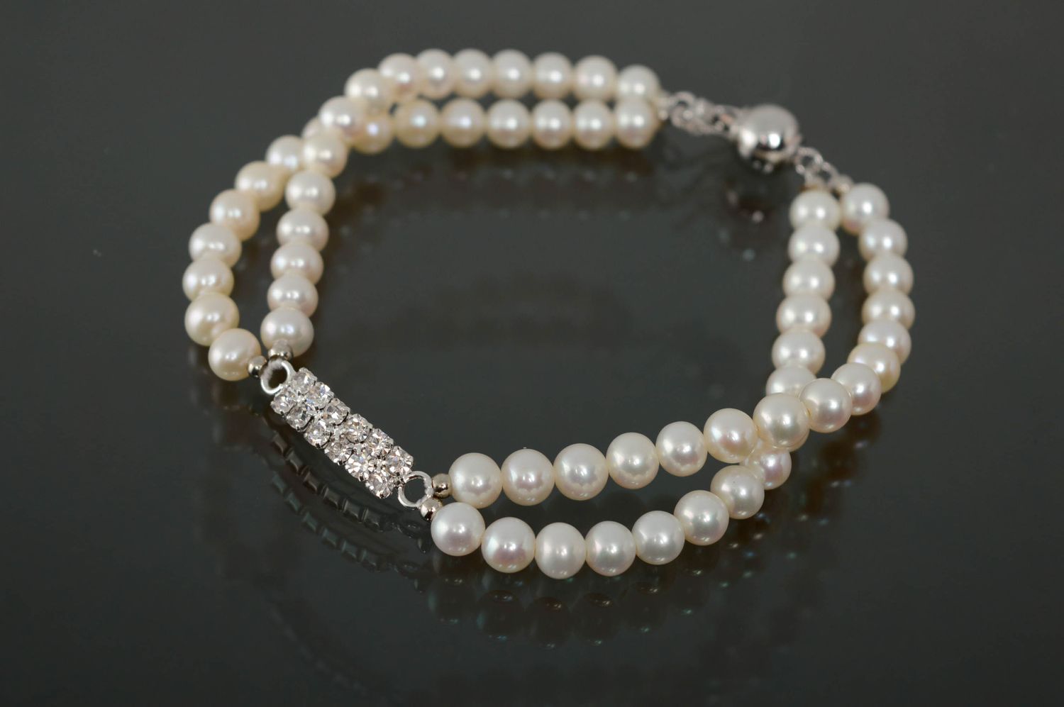 Bracelet en perles à deux tours fait main photo 1