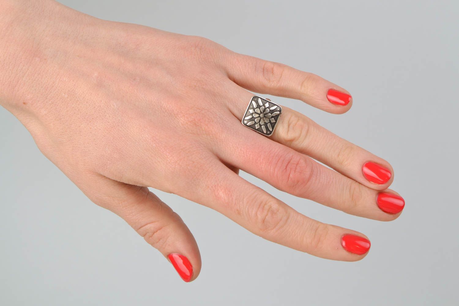 Unusual metal ring in ethnic style photo 2