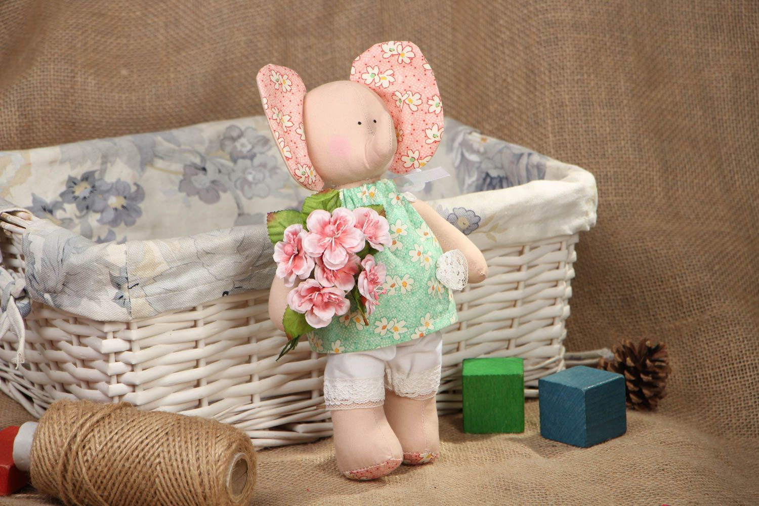 Interior soft toy Elephant with Bouquet photo 5