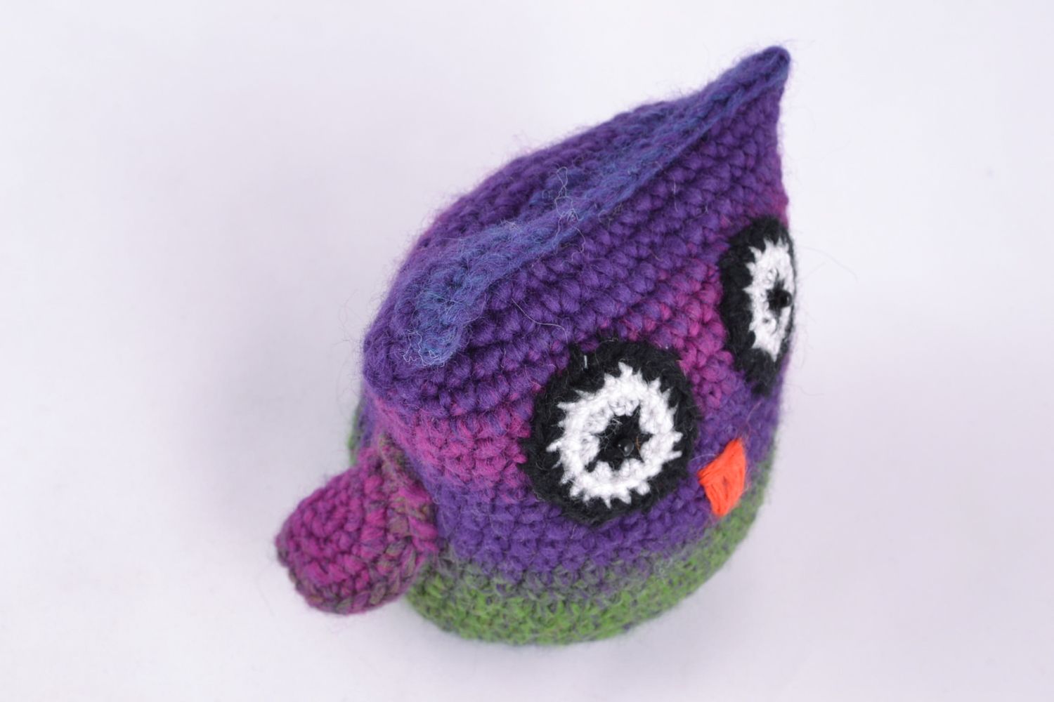 Soft crochet toy owl of violet color photo 5