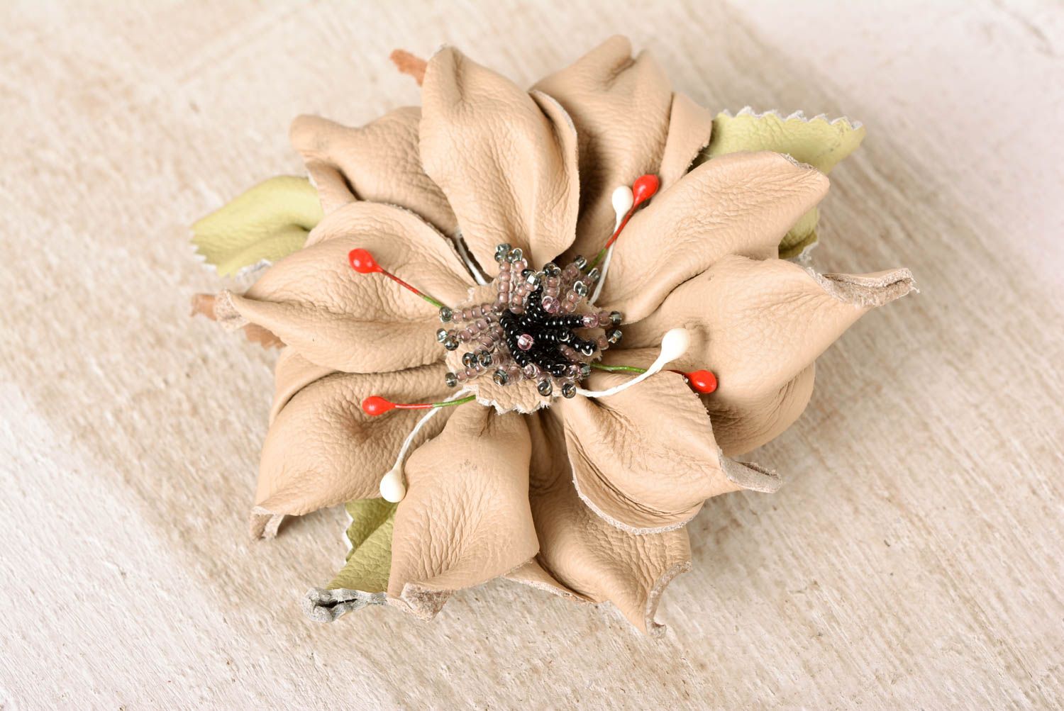 Handmade leather goods flower hair clip flower brooch hair accessories photo 1