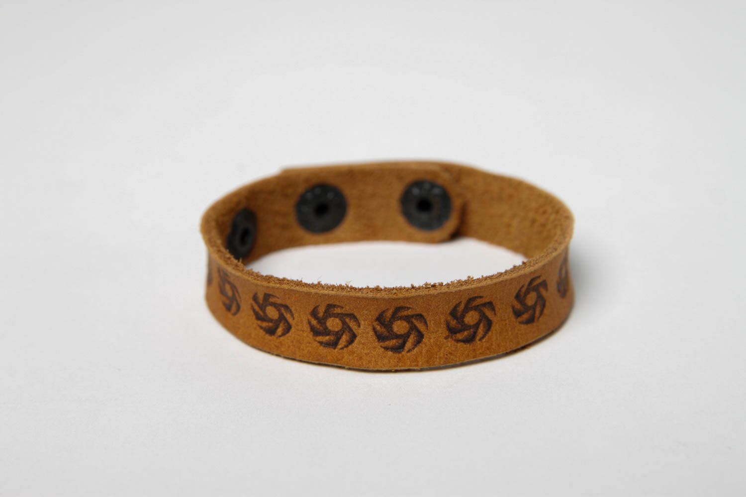 Leather brown bracelet handmade designer accessory cute wrist bracelet photo 3