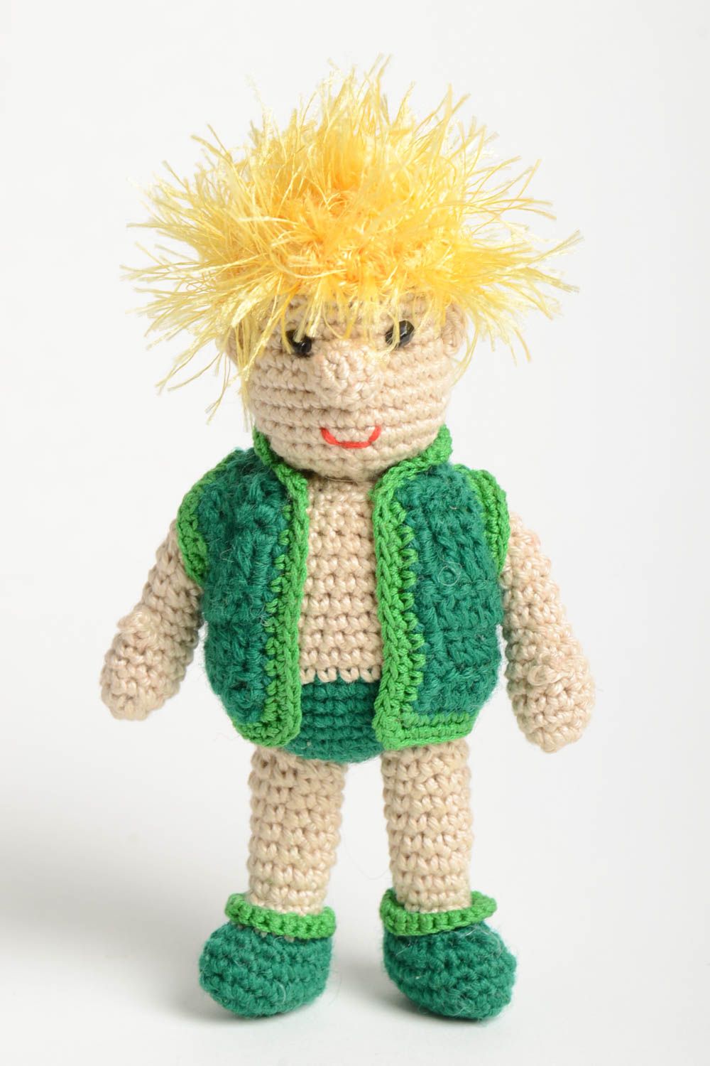 Poupée garçon faite main Jouet tricoté au crochet en coton Cadeau pour enfant photo 2