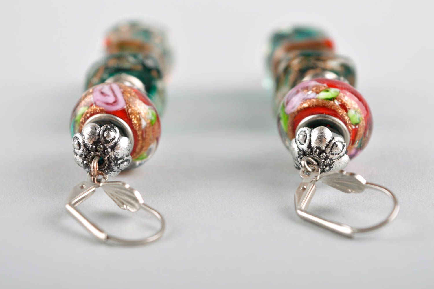 Lange handgemachte Ohrringe Künstler Schmuck aus Glas Juwelier Modeschmuck foto 4