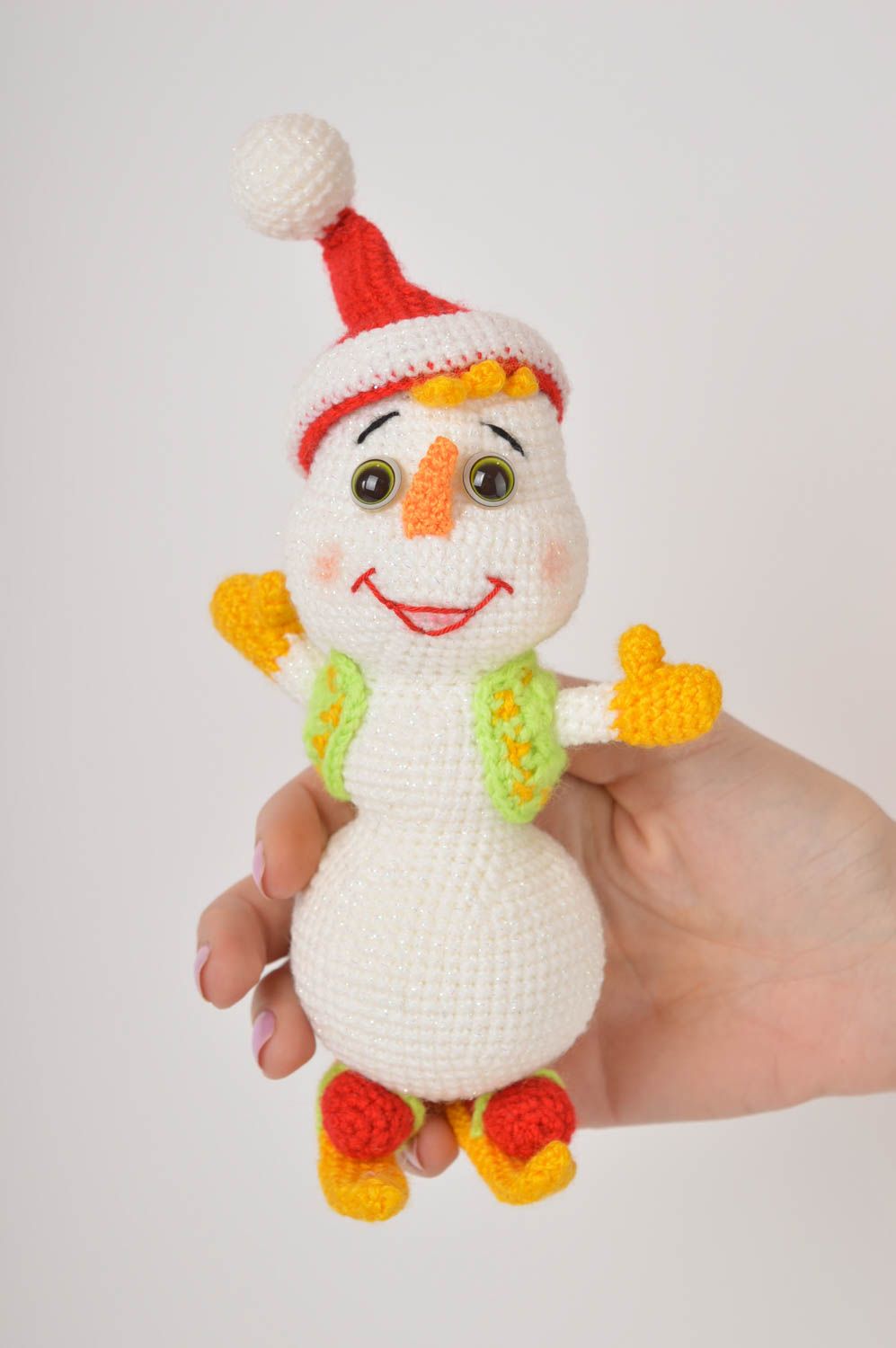 Peluche bonhomme de neige Jouet fait main design original Cadeau enfant photo 2
