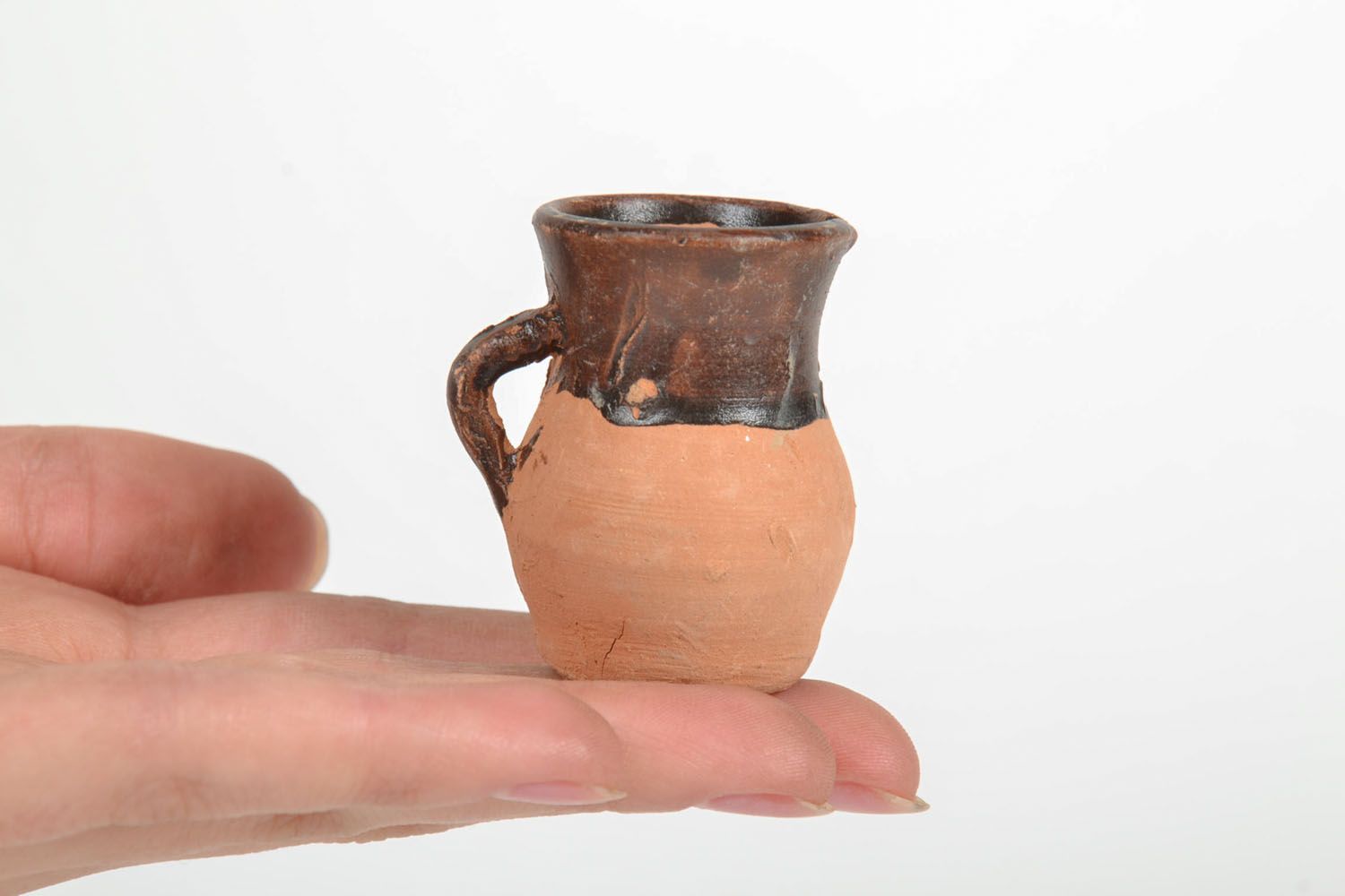 Handmade miniature clay pitcher for shelf or desk décor 0,04 lb photo 5
