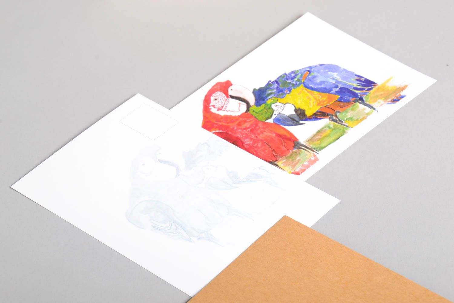 Открытки ручной работы красивые открытки две поздравительные открытки Попугаи фото 3