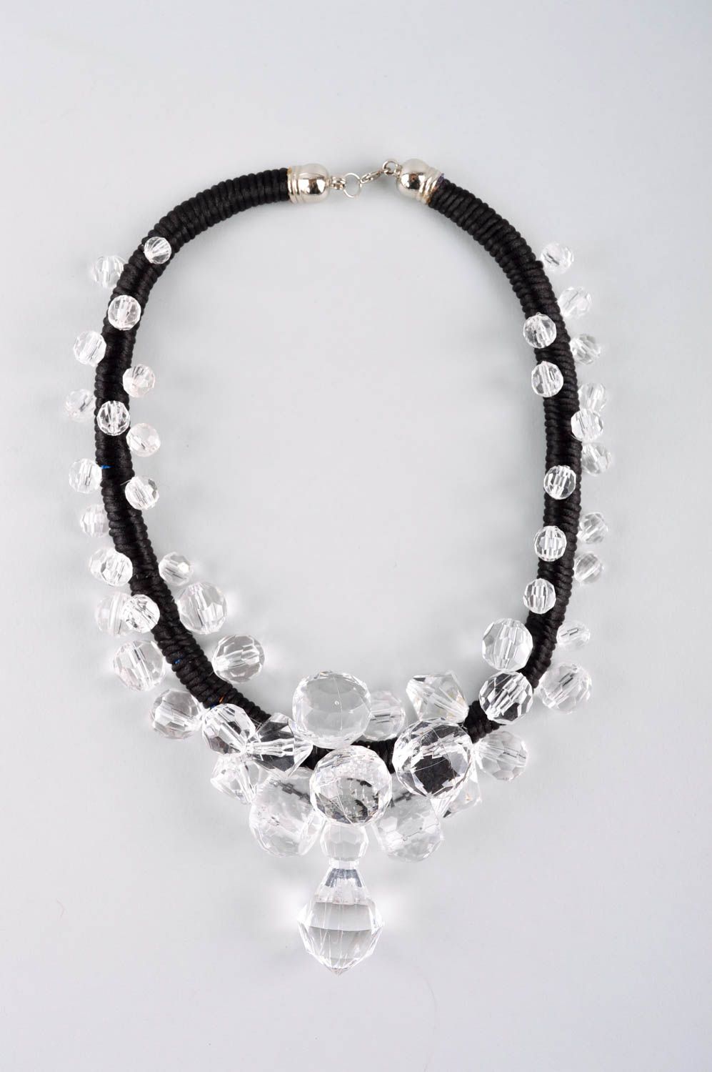 Handgefertigt Damen Collier Schmuck Halskette Accessoire für Frauen in Schwarz foto 2