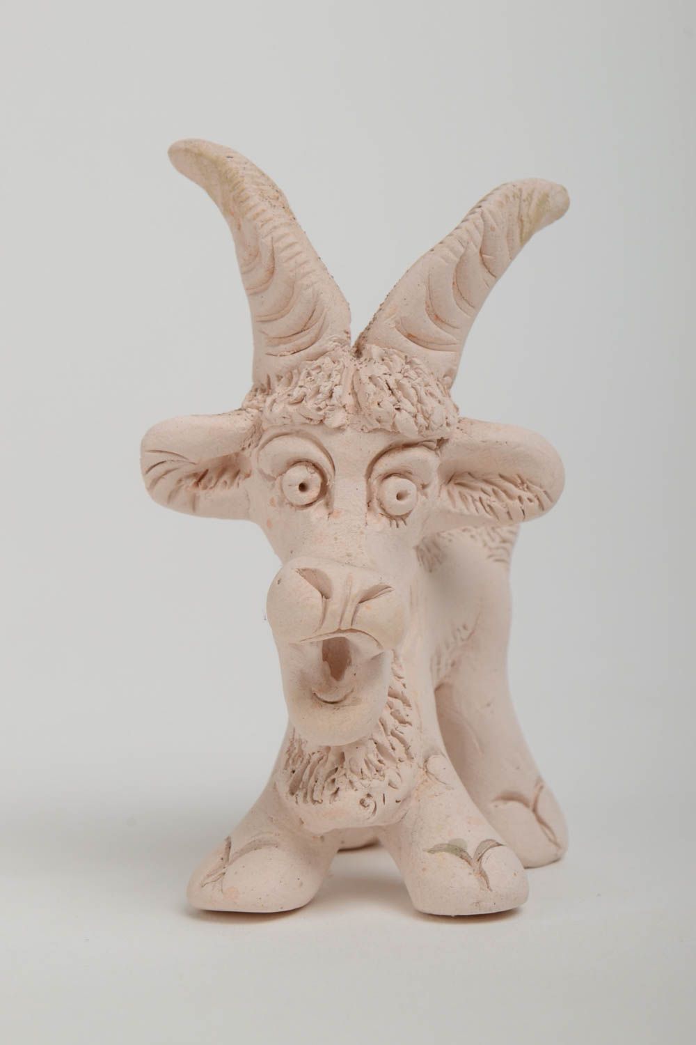 Beautiful handmade designer molded clay statuette of goat for home decor photo 2
