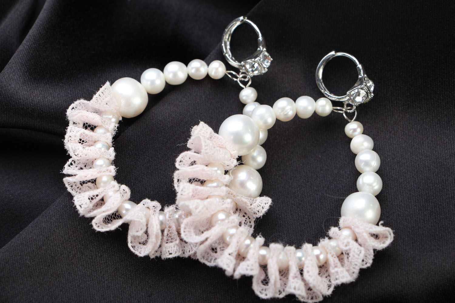 Pendientes de perlas artesanales foto 1