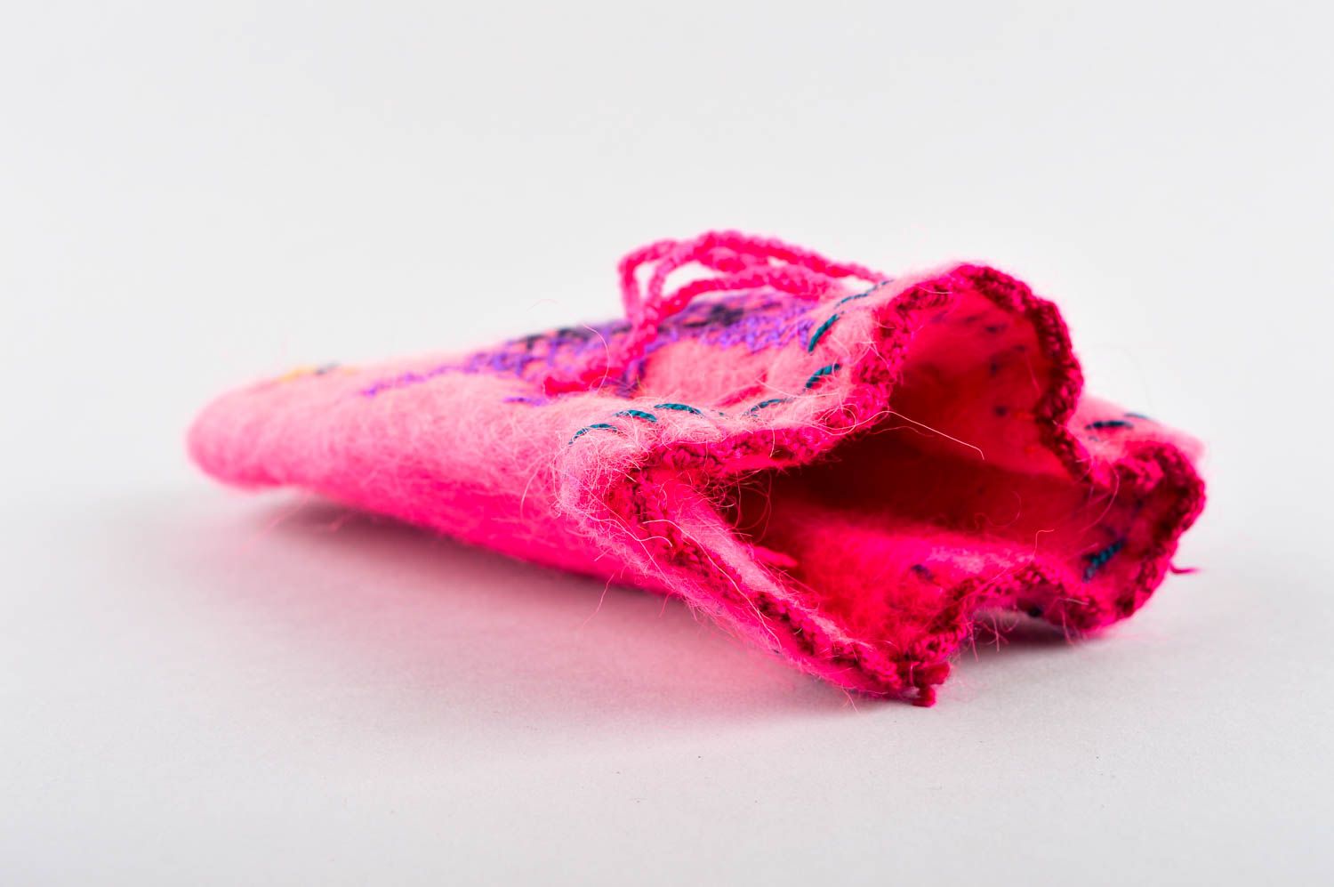 Porte-monnaie fait main Porte-monnaie en laine feutrée rose Accessoire femme photo 9