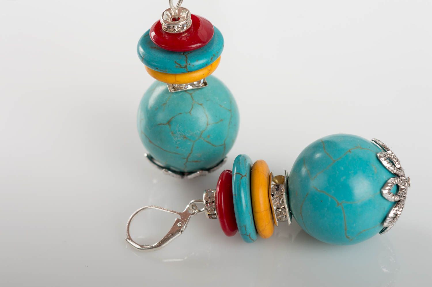 Kugel Ohrringe handmade Ohrringe ausgefallener Ohrschmuck für Damen mit Kristall foto 5