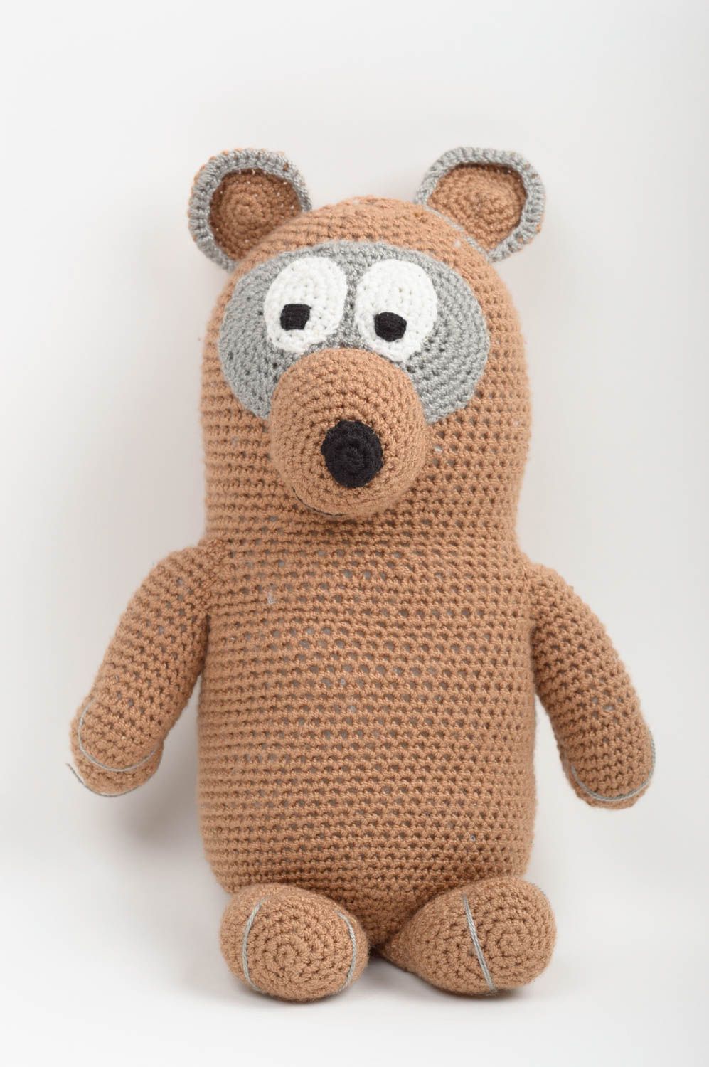 Jouet ours marron Peluche faite main tricotée au crochet Cadeau enfant photo 5