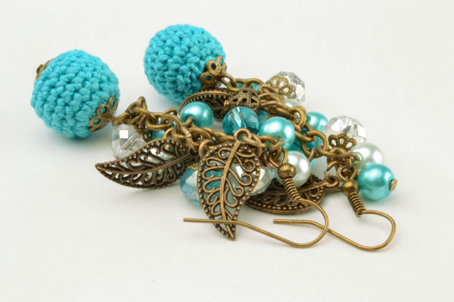 Boucles d'oreilles en perles tricotées faites main  photo 5