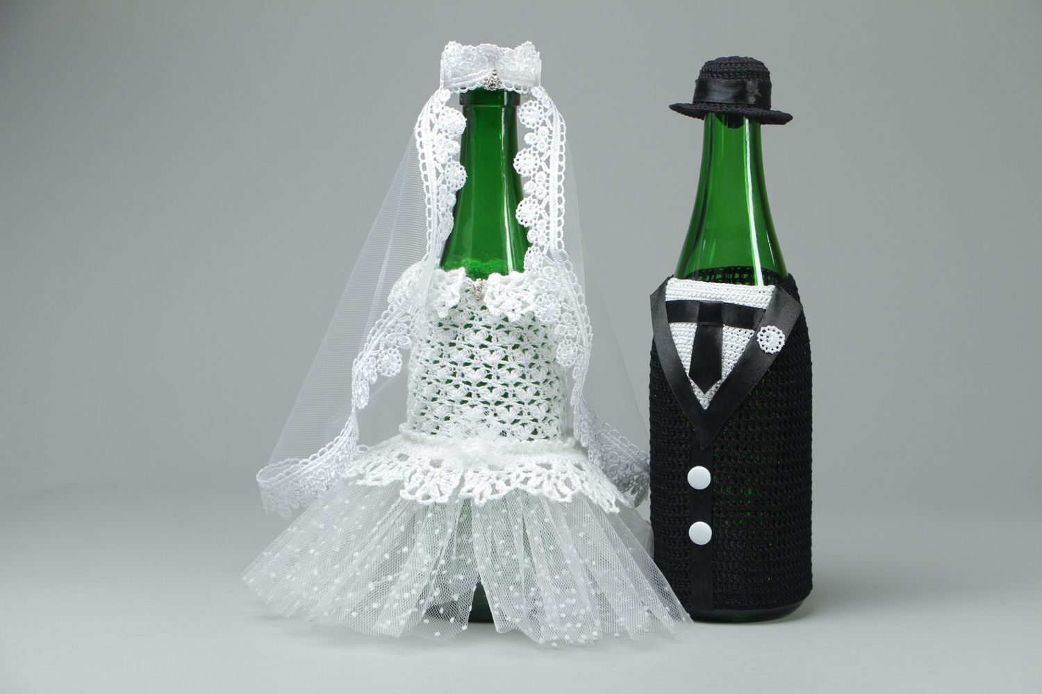 Vestiti da champagne per bottiglia fatti a mano accessori per matrimonio foto 1