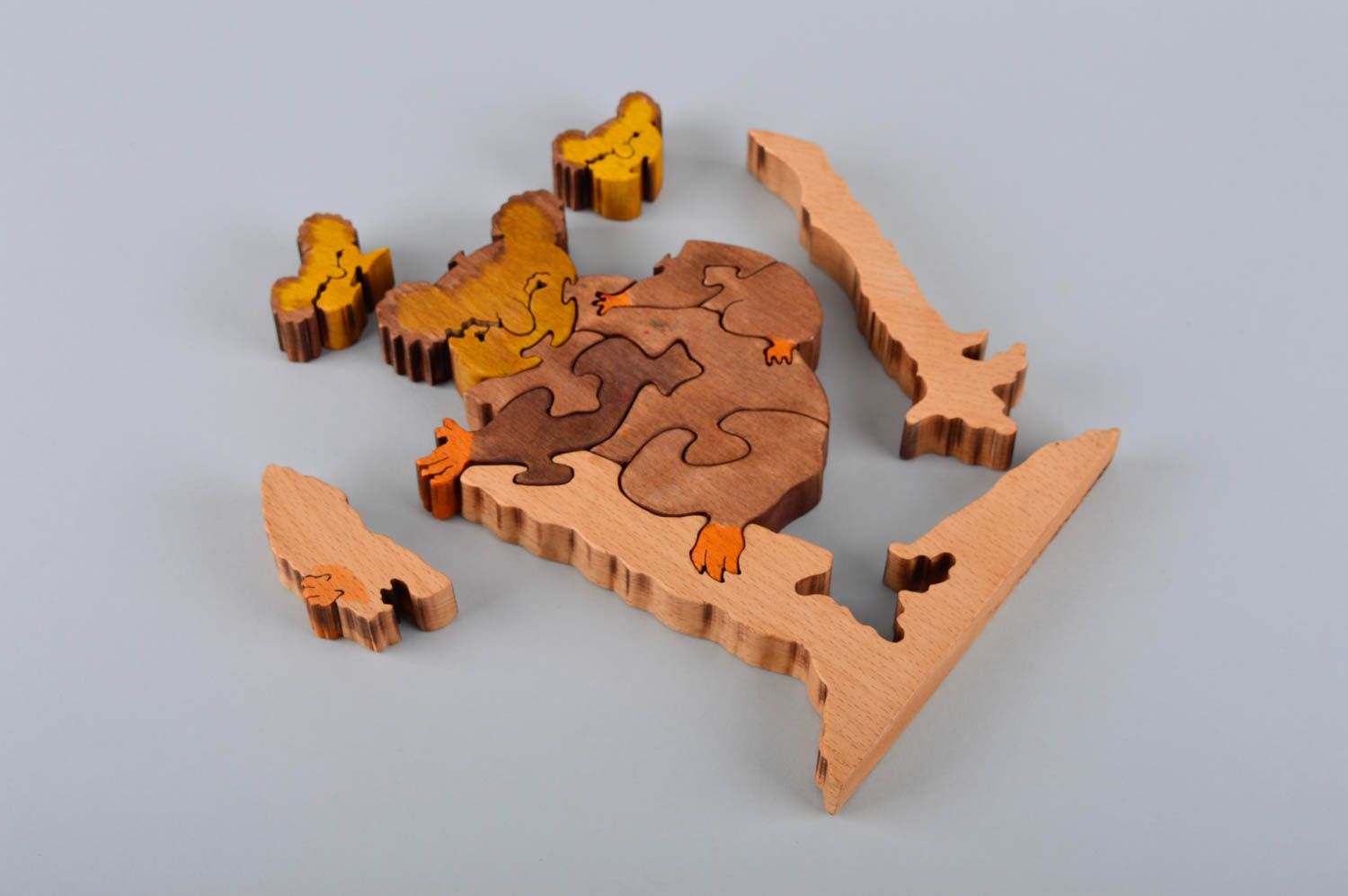 Puzzle 3D en bois fait main Jouet d'éveil koala avec ses petits Cadeau bébé photo 5