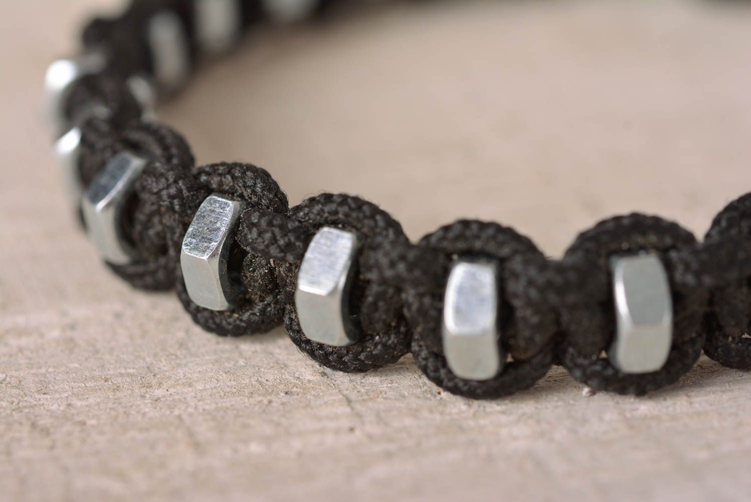Beautiful handmade woven cord bracelet stylish macrame bracelet unisex gift idea photo 2