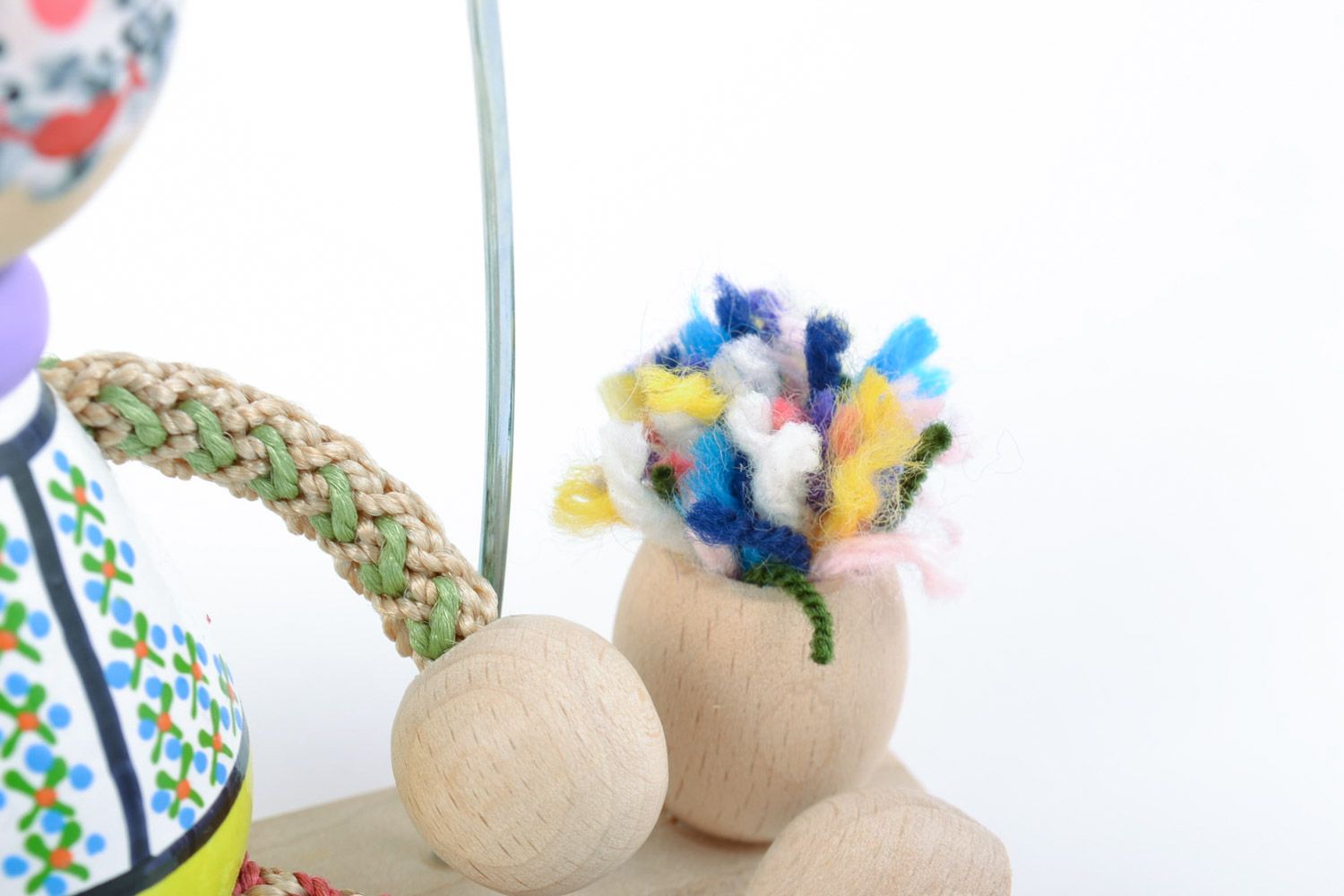 Деревянная эко игрушка зайчик расписной маленький красивый смешной ручная работа фото 4