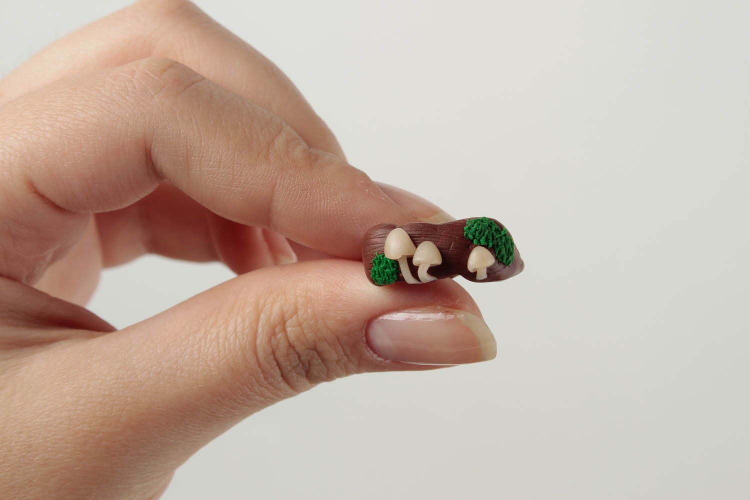 Кольцо ручной работы кольцо для девушек украшение из полимерной глины Грибы фото 2