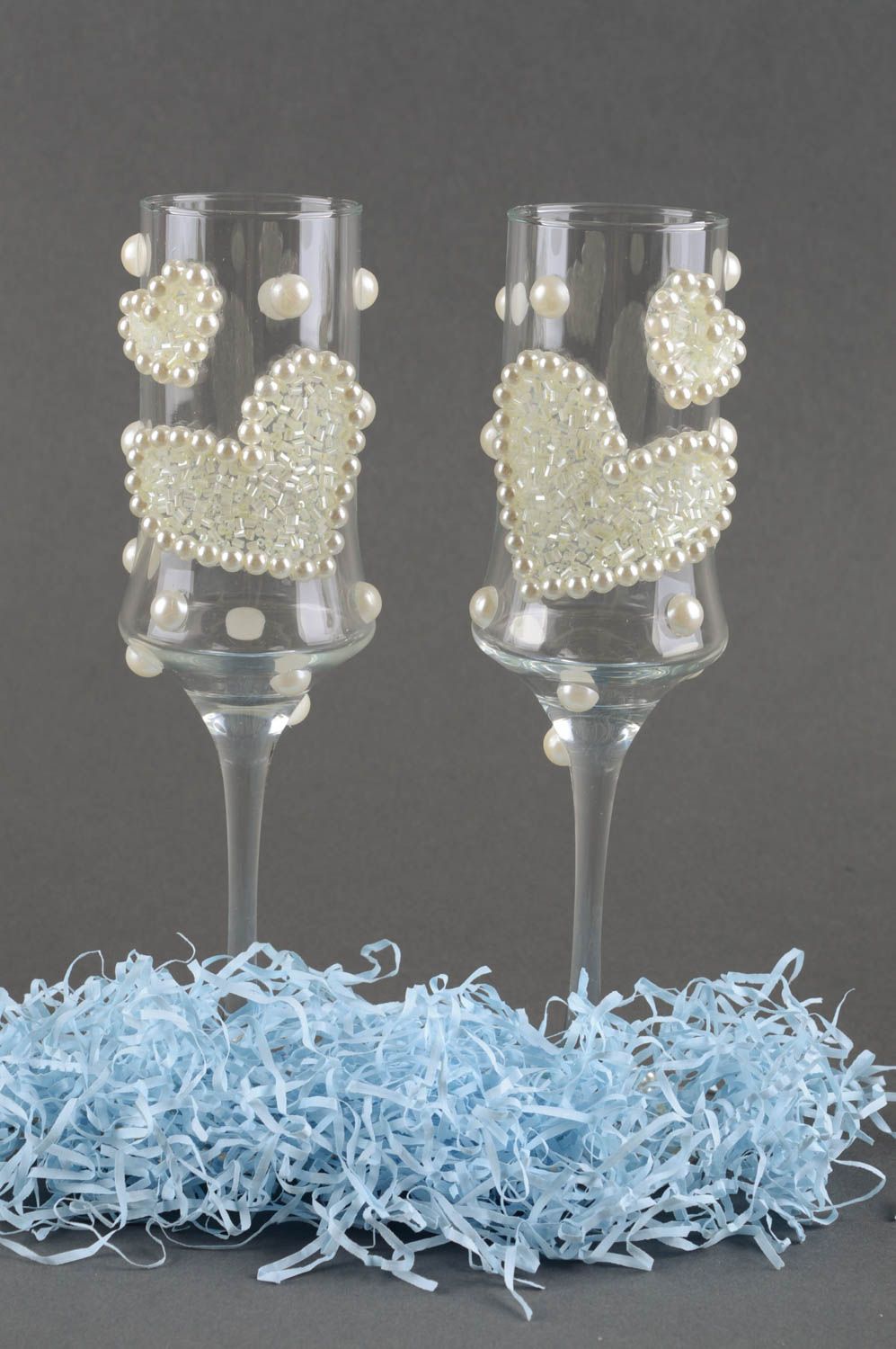 Wedding champagne glasses drinking glasses wedding accessories handmade decor photo 1