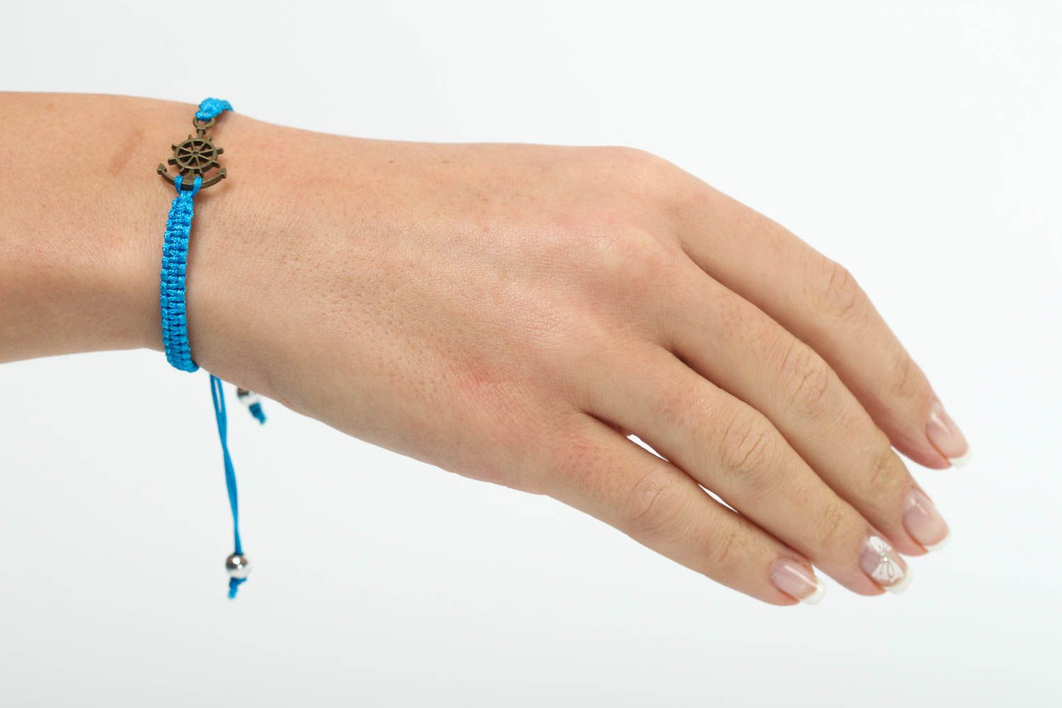 Бижутерия ручной работы плетеный браслет голубой модный браслет стильный фото 5