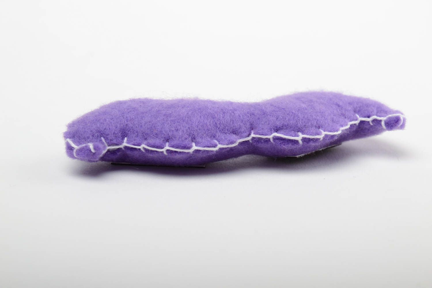 Handmade funny small soft toy fridge magnet sewn of felt violet mustache photo 4