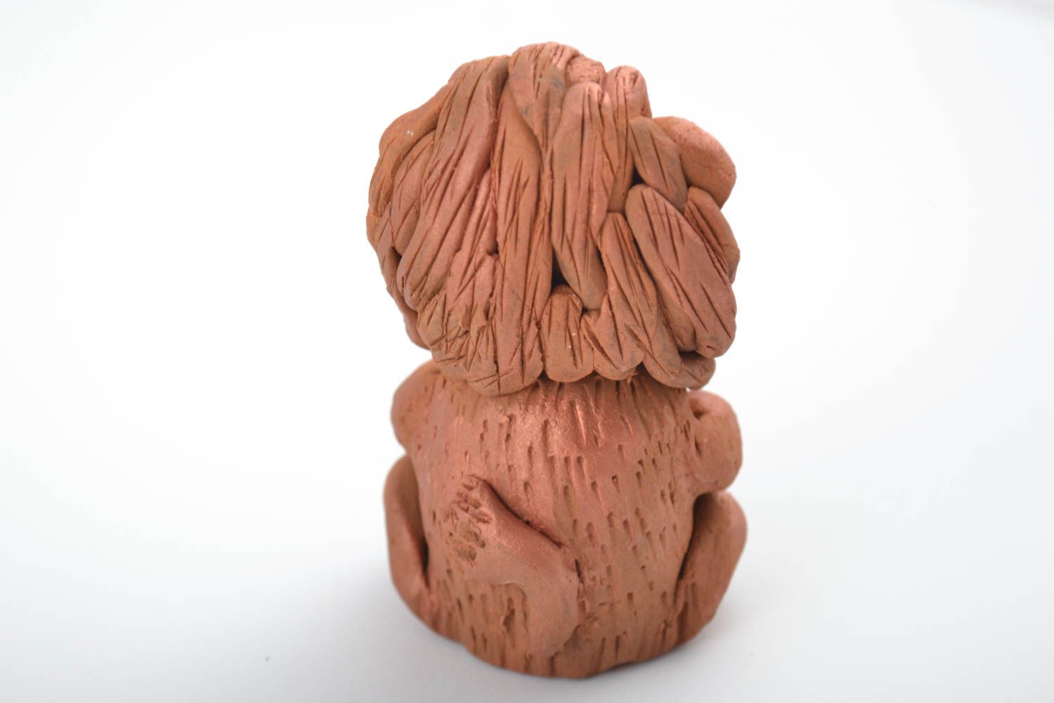 Statuetta leone in argilla fatta a mano figurina decorativa in ceramica 
 foto 5