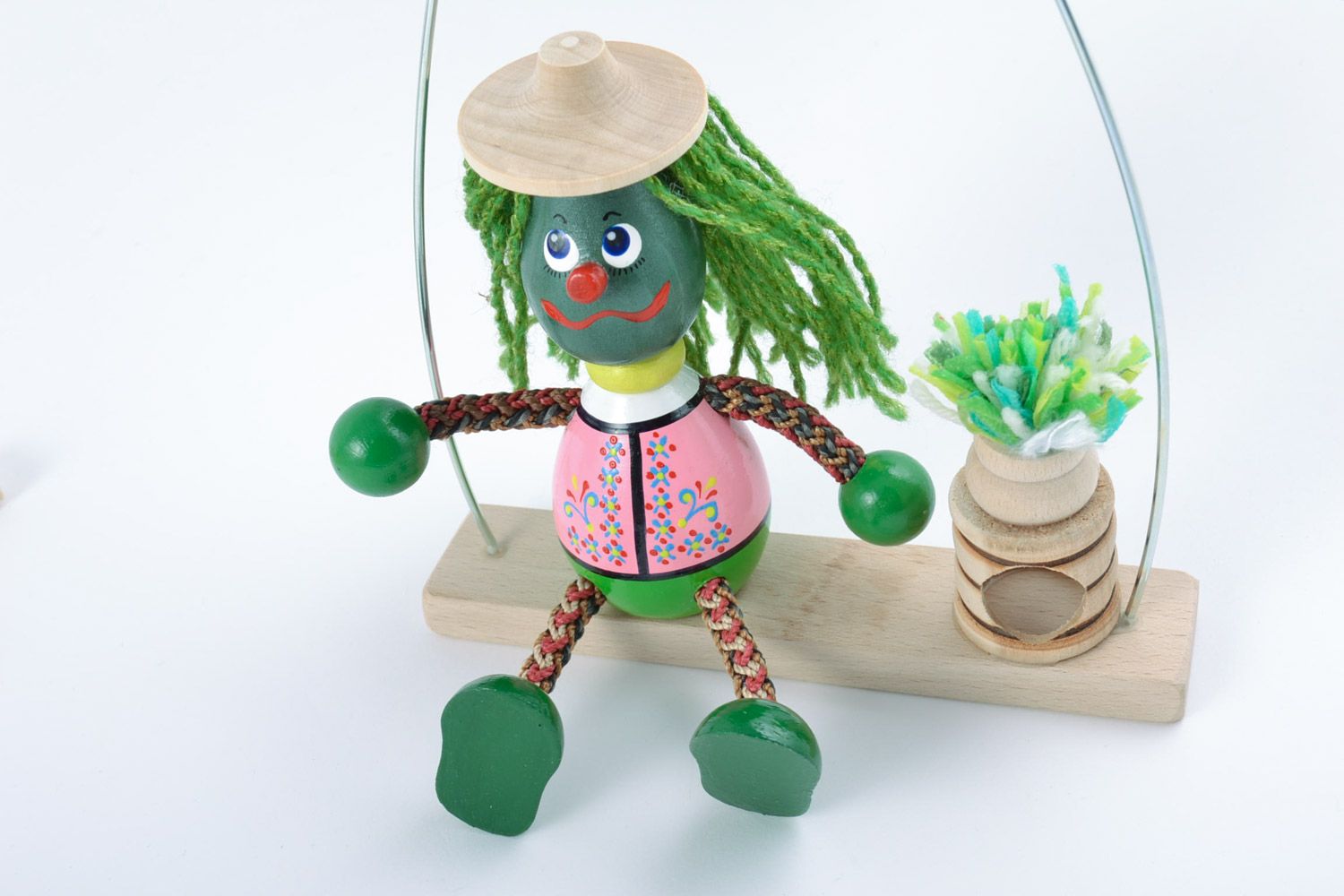 Handmade wooden eco toy Merman painted with dyes for children photo 4