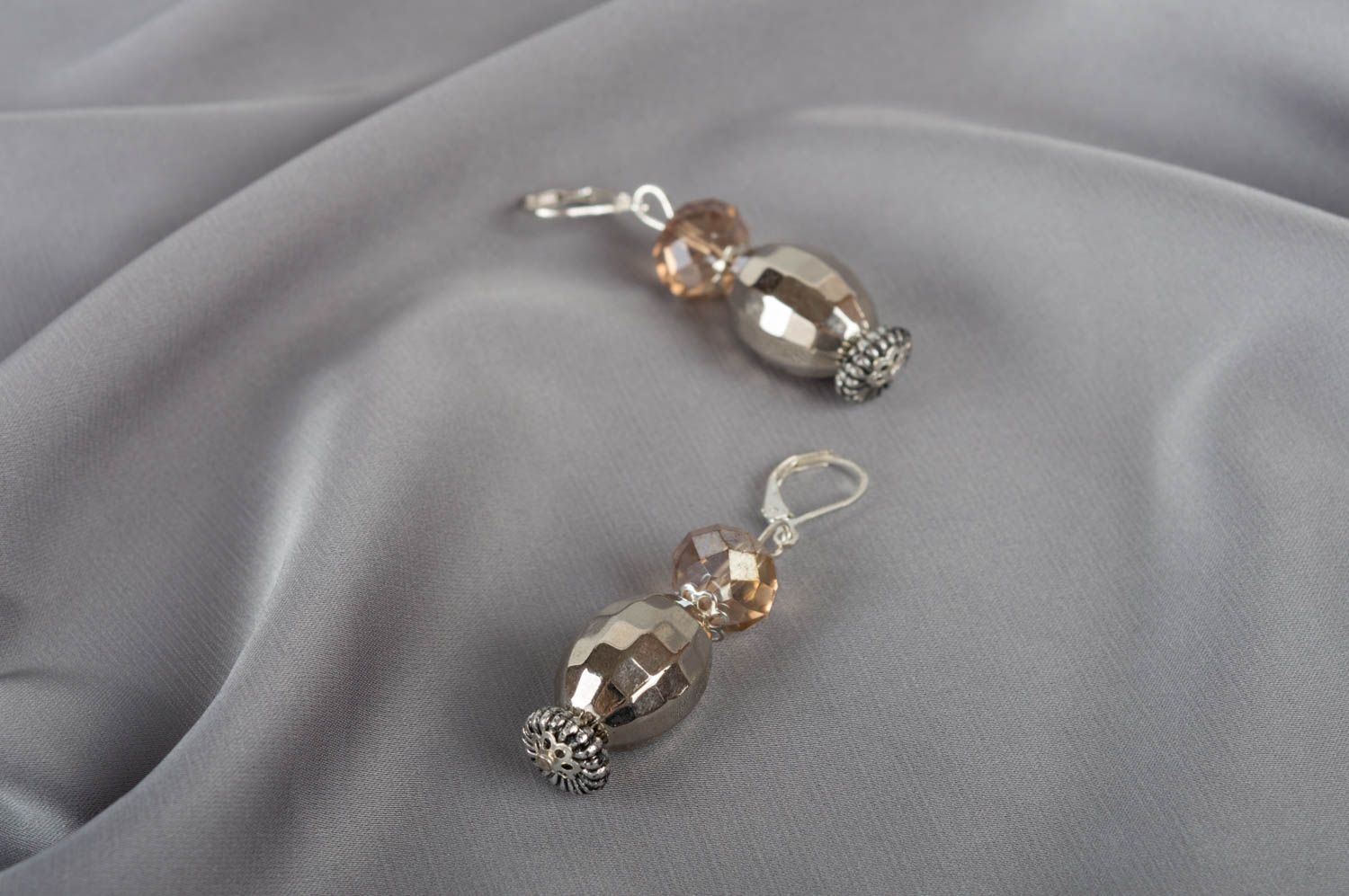 Stylish handmade crystal earrings designer earrings with beads gifts for her photo 1