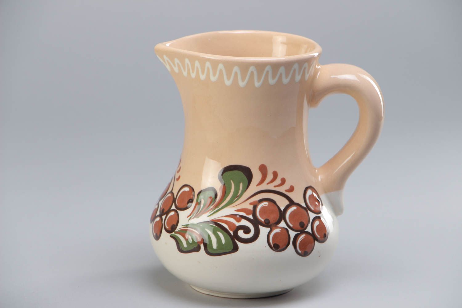 Cruche céramique faite main peinte de glaçure colorée originale à motif photo 2