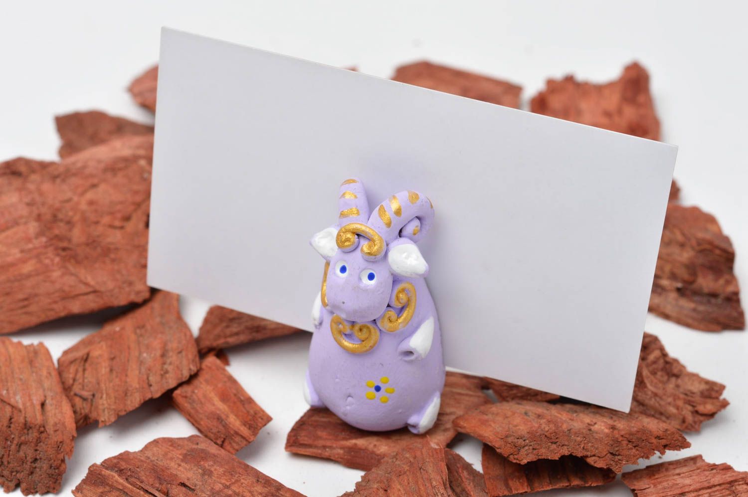 Handmade little business card holder ceramic lamb home decor beautiful present photo 1