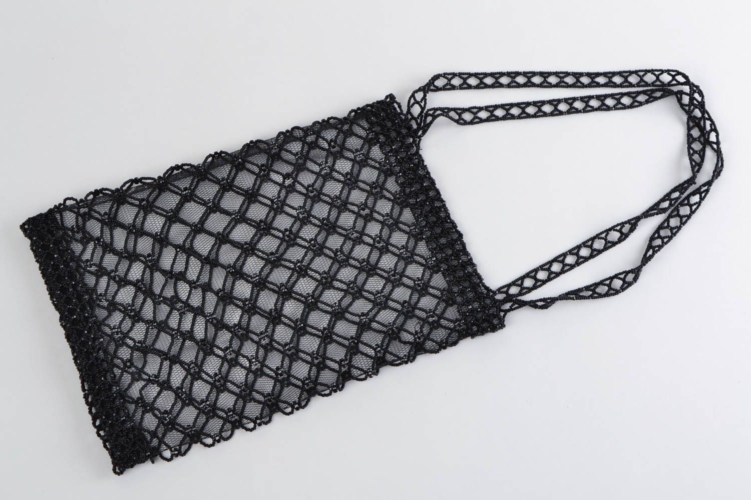 Сумка из бисера плетеная ручной работы авторская красивая прозрачная женская фото 3
