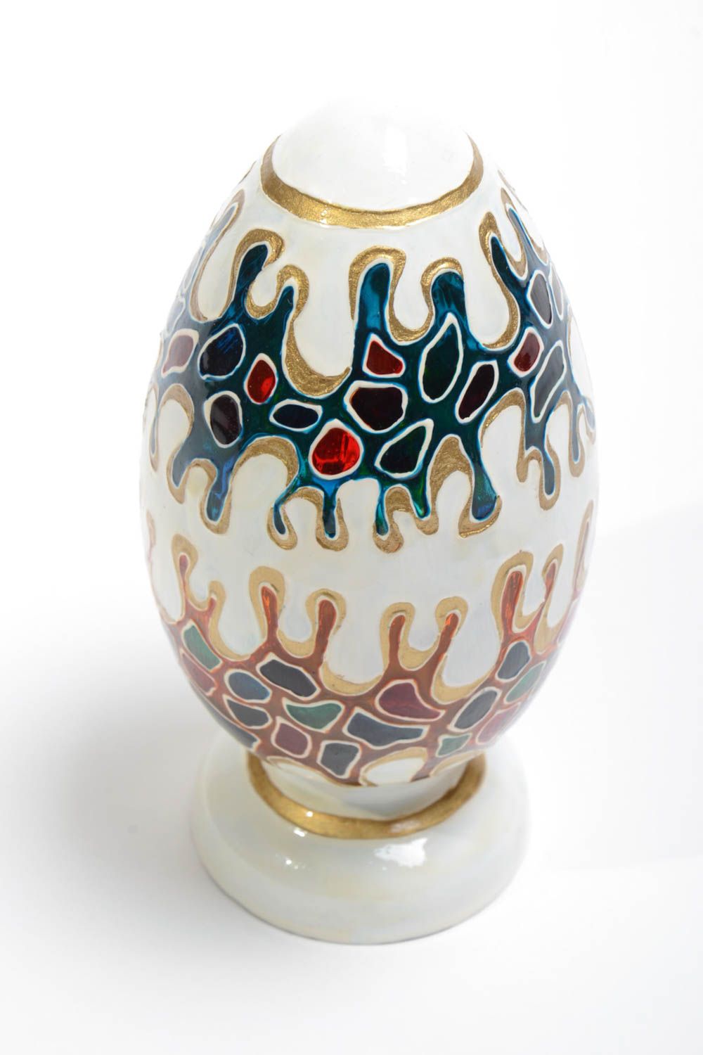 Oeuf de Pâques en verre tchèque peint de couleurs décoratif fait main original photo 5