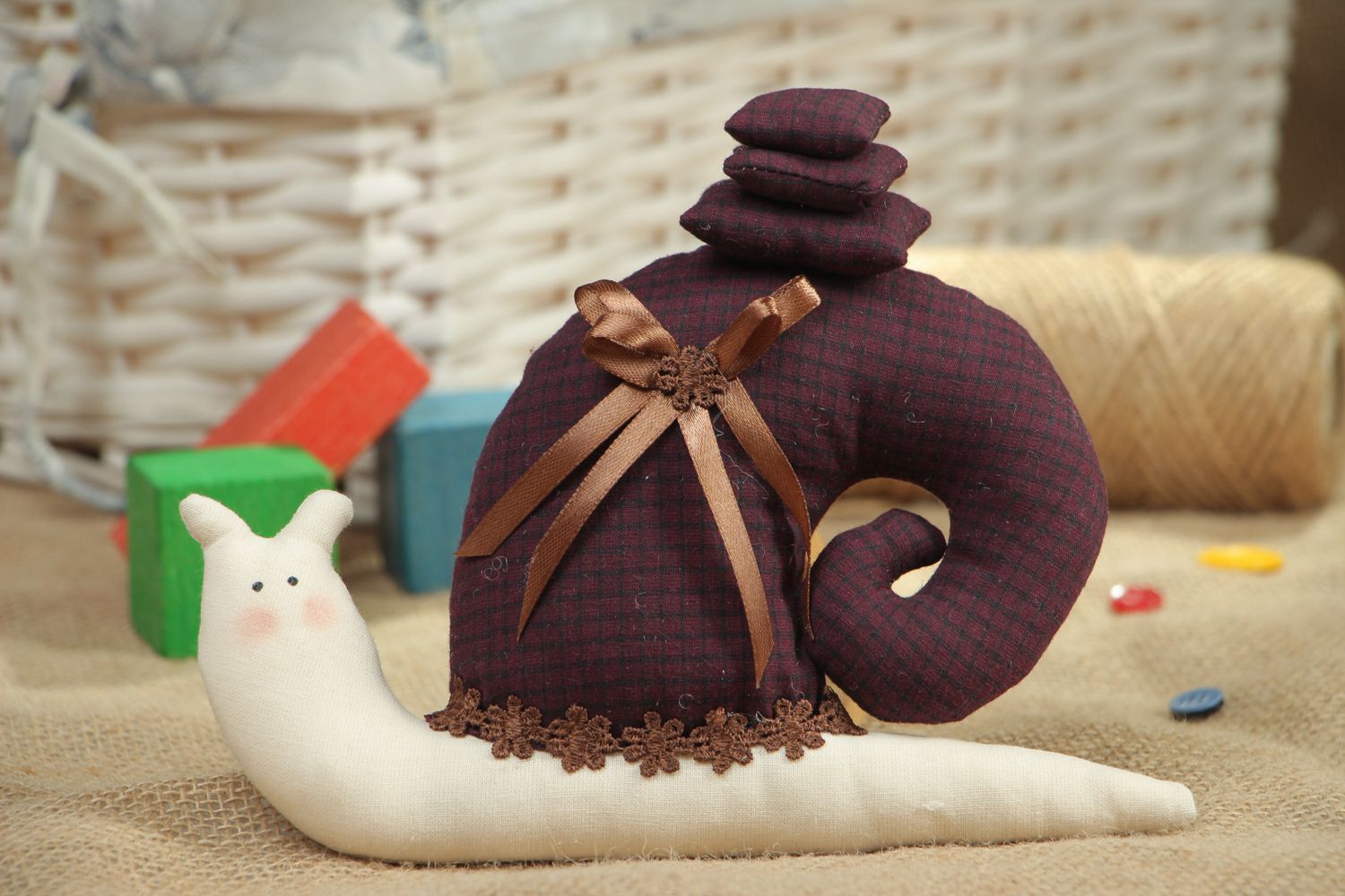 Handmade textile toy snail photo 5