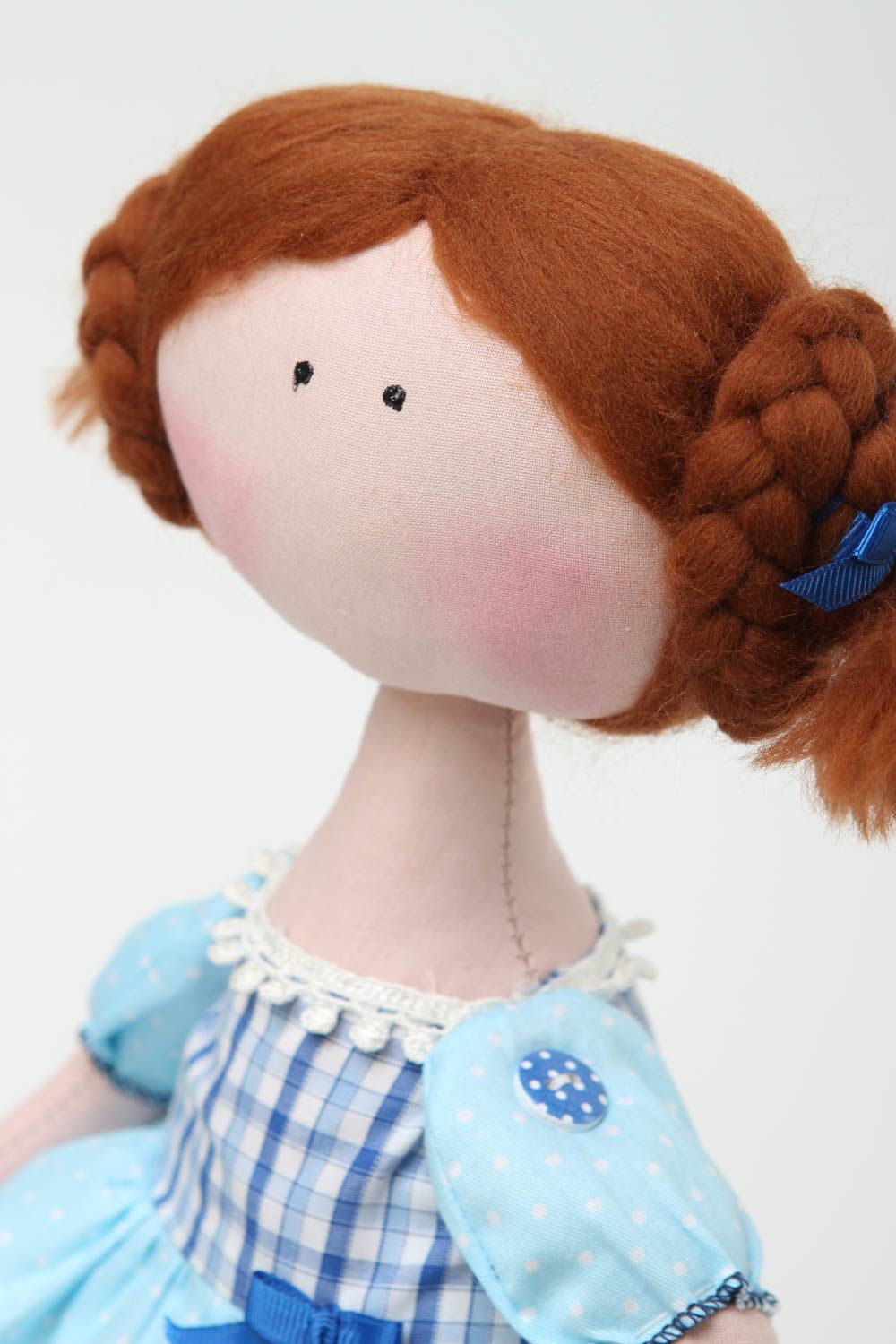 Stylish handmade rag doll stuffed soft toy nursery design decorative use only photo 3