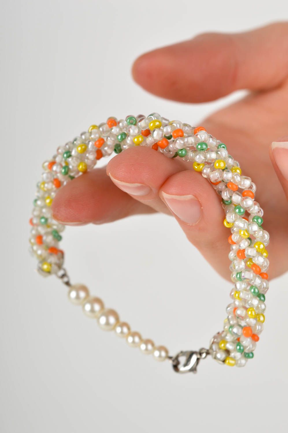 Unusual handmadewrist bracelet bead weaving beaded cord bracelet gifts for her photo 5