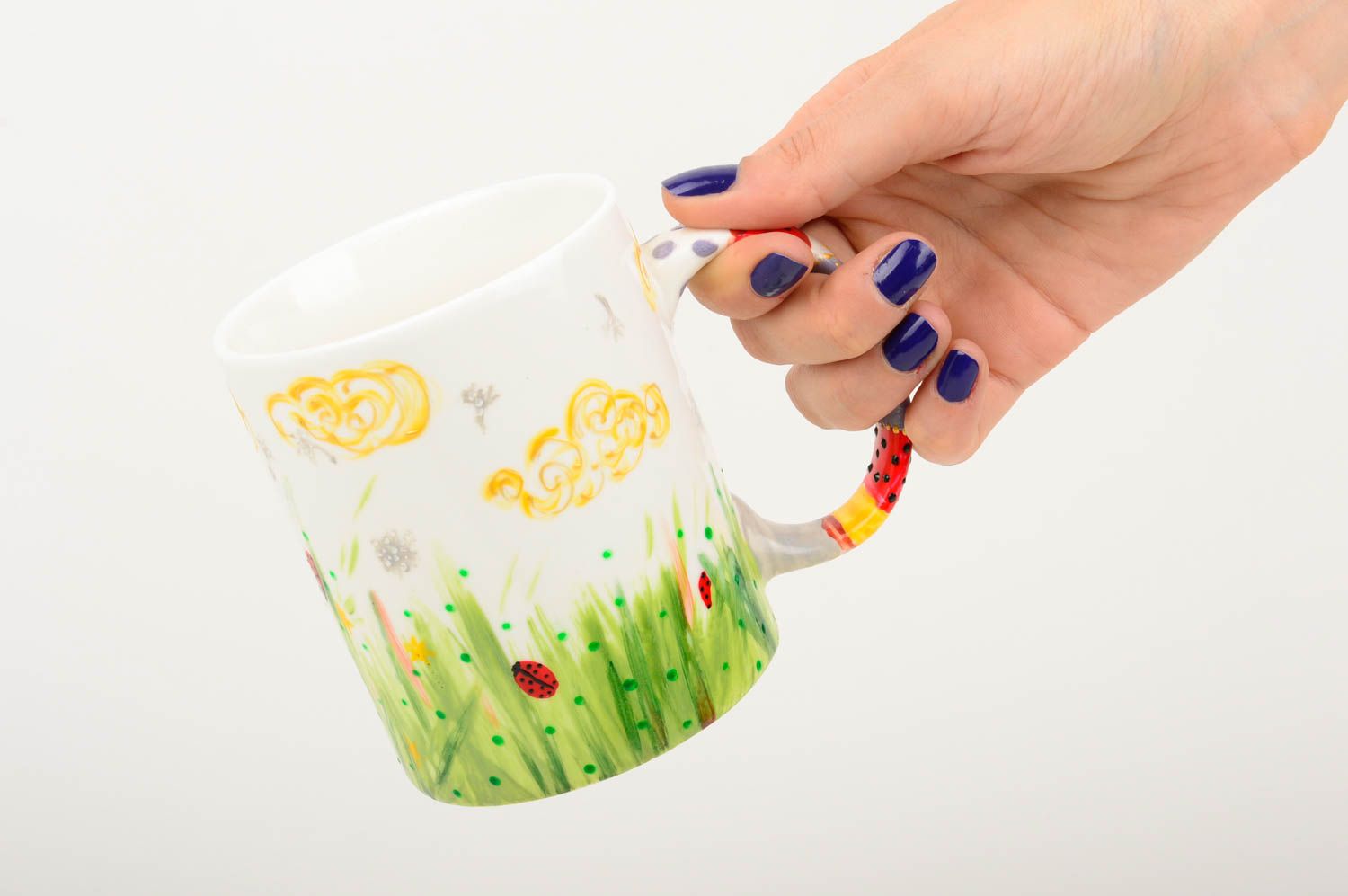 Tasse verre fait main Mug original blanc Vaisselle design pour enfant peinture photo 5