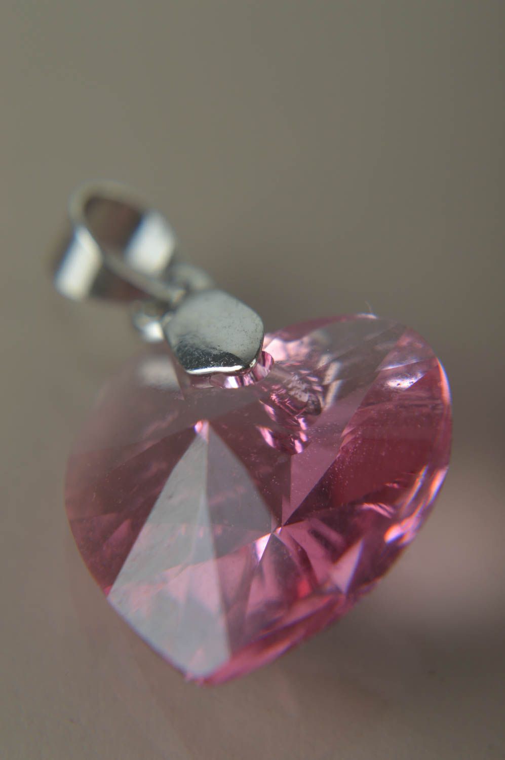 Бижутерия ручной работы стеклянный кулон розовое сердечко модная бижутерия фото 4
