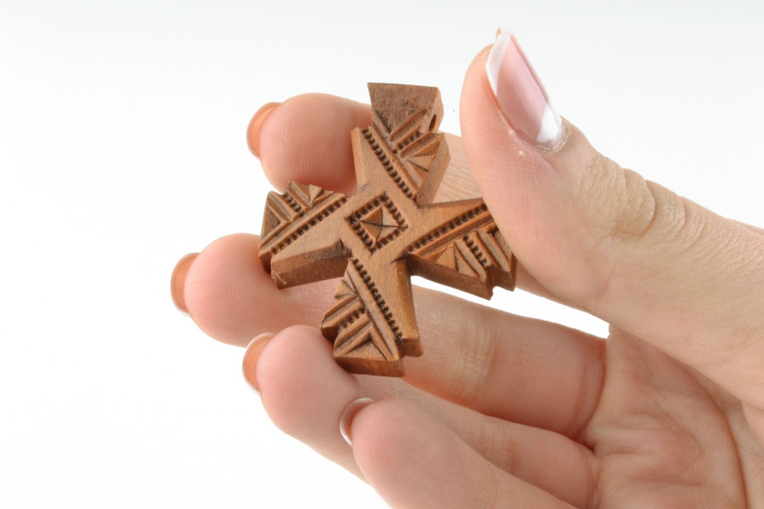 Wooden cross with carvings photo 5