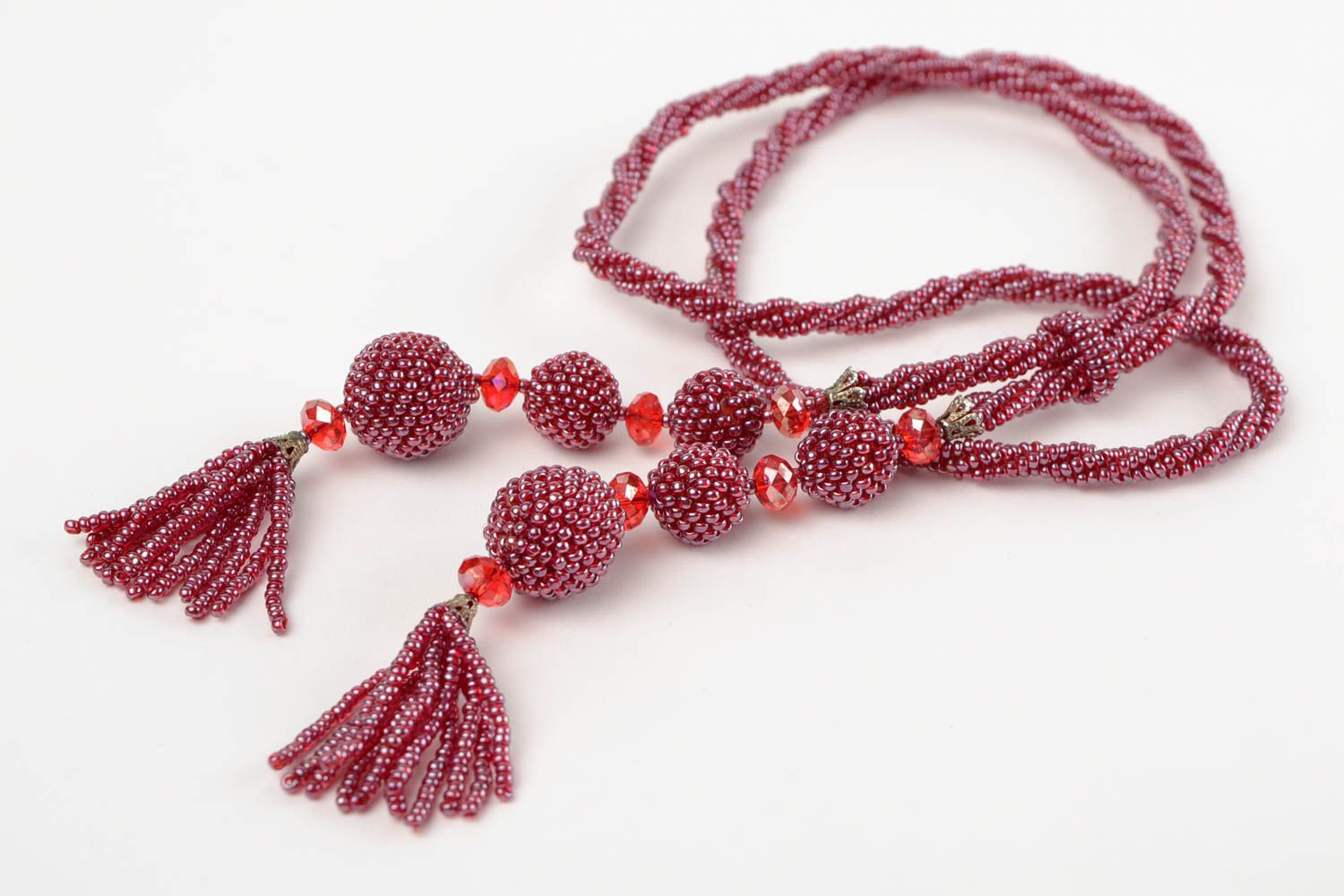 Collier lariat Bijou fait main rouge en perles de rocaille original Cadeau femme photo 3