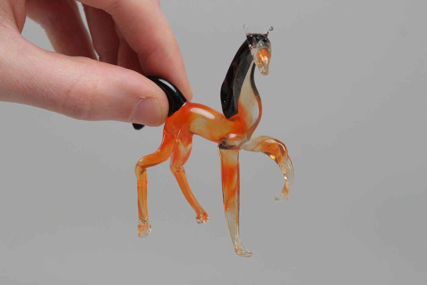 Petite figurine en verre au chalumeau cheval faite main originale décorative photo 4