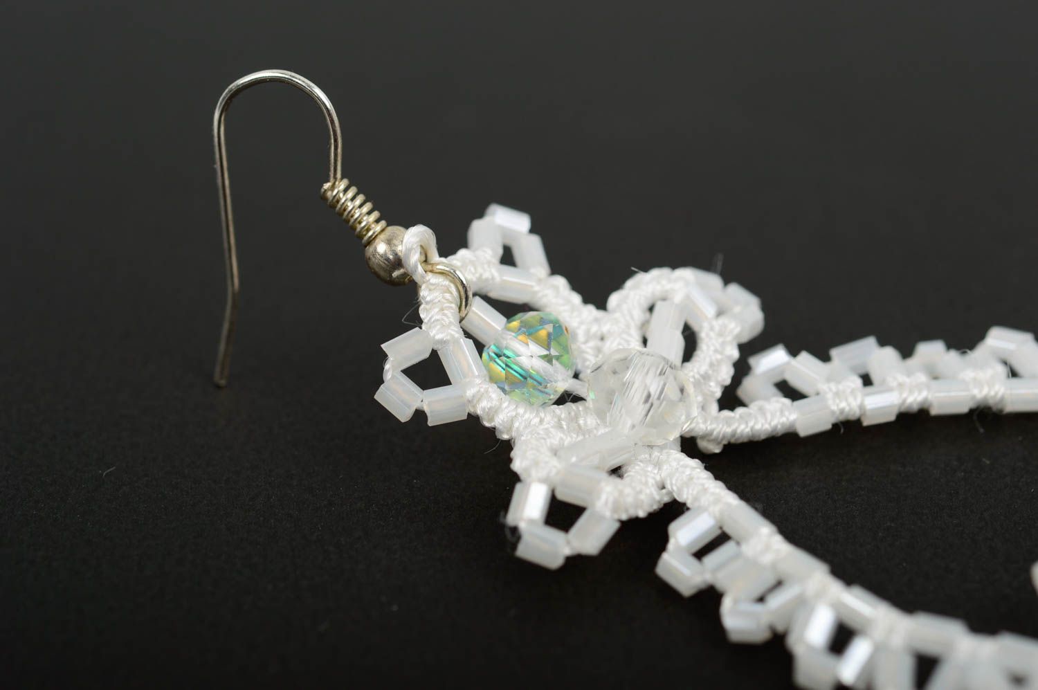 Handmade weiße Spitze Ohrringe Designer Schmuck Accessoires für Frauen  foto 2