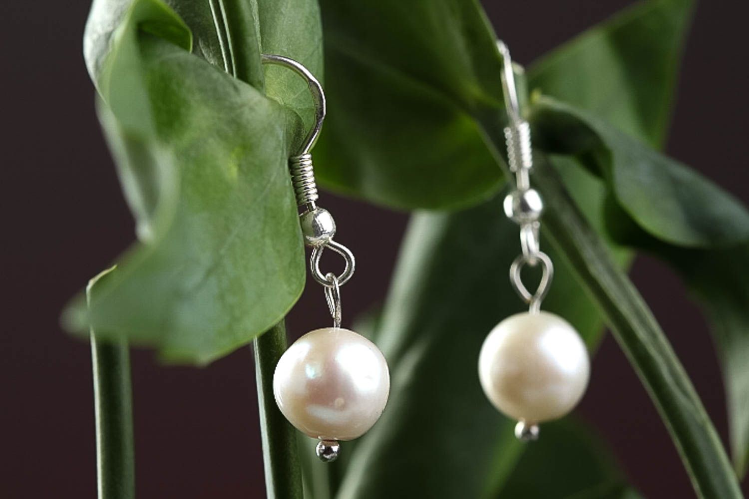 Handmade earrings with pearls earrings with charms designer accessories photo 1