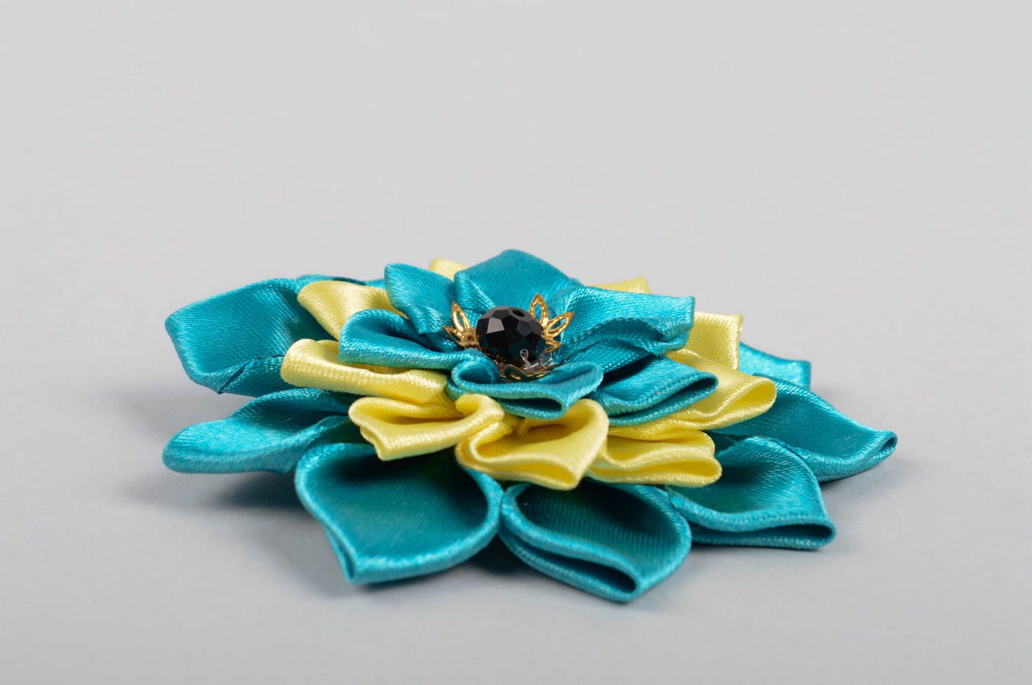 Blau gelbe Blume Haarspange handgemachter Schmuck Accessoire für Mädchen foto 3