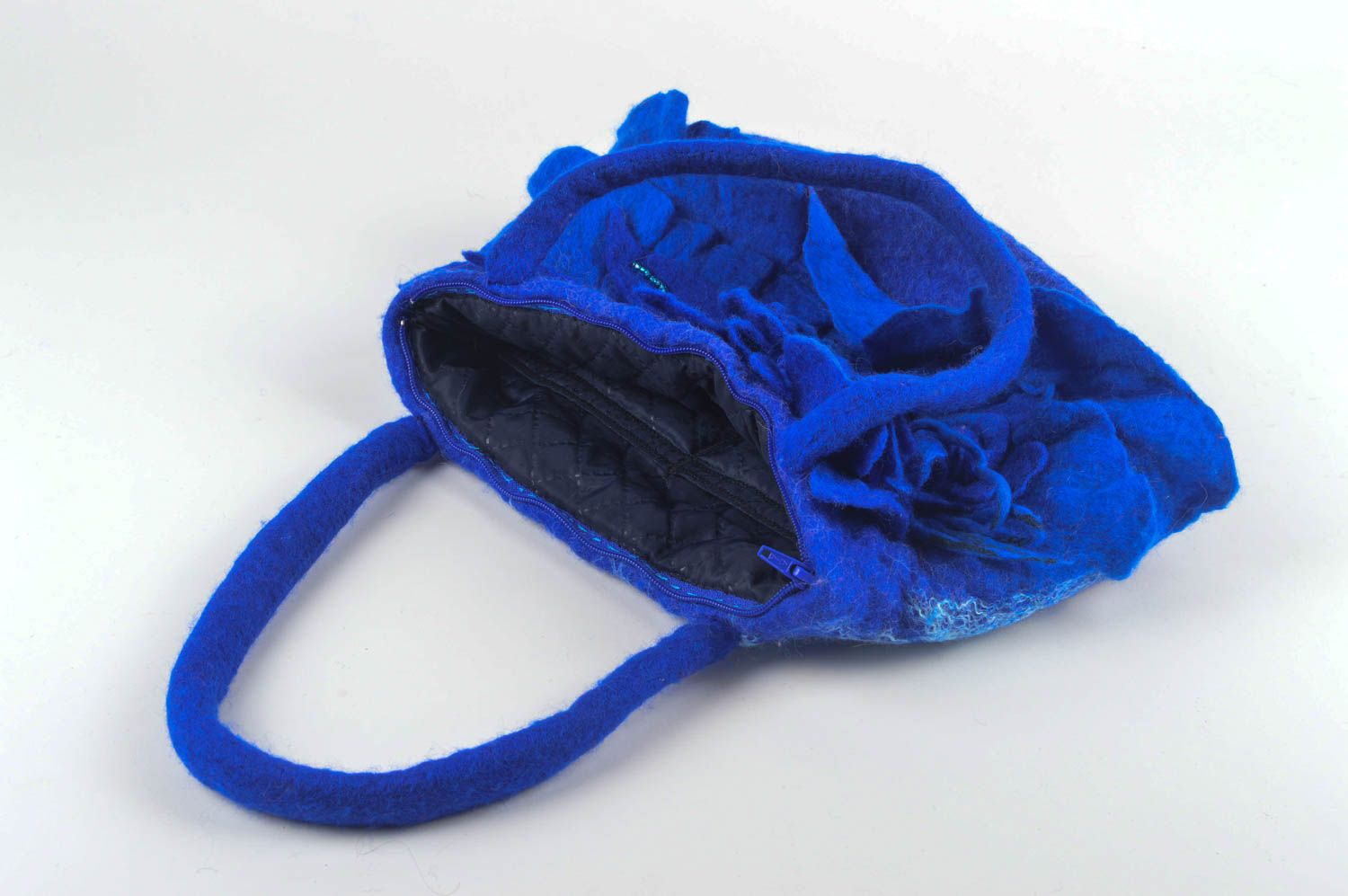 Нарядная сумка ручной работы женская сумка синего цвета сумка валяние красивая фото 4