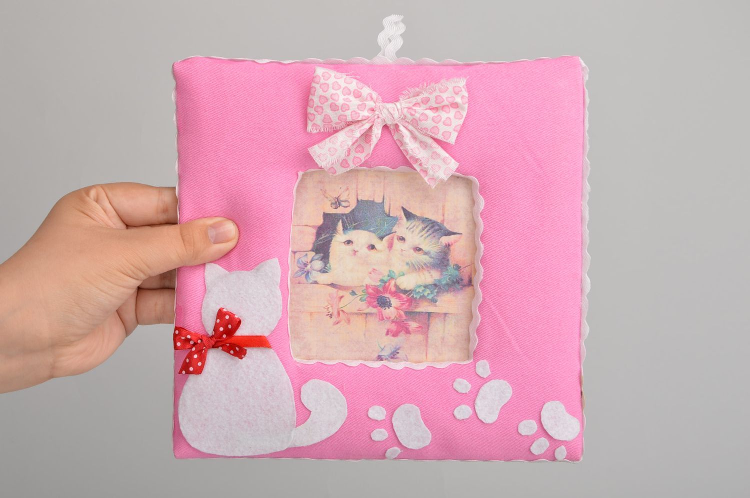 Фоторамка ручной работы рамка для фото красивая рамка текстильная розовая фото 3