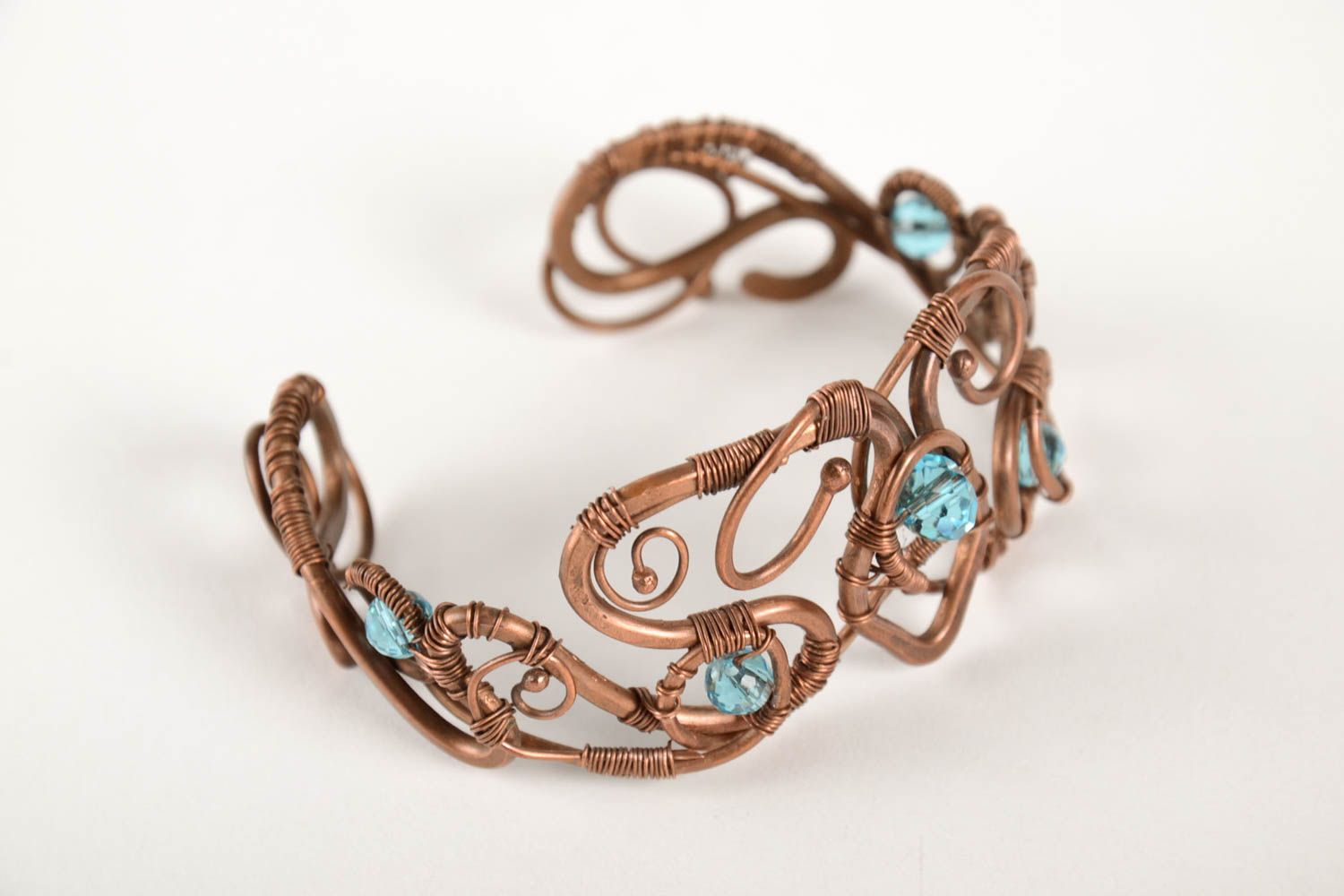 Handmade beautiful bracelet wrist copper accessory stylish vintage jewelry photo 3